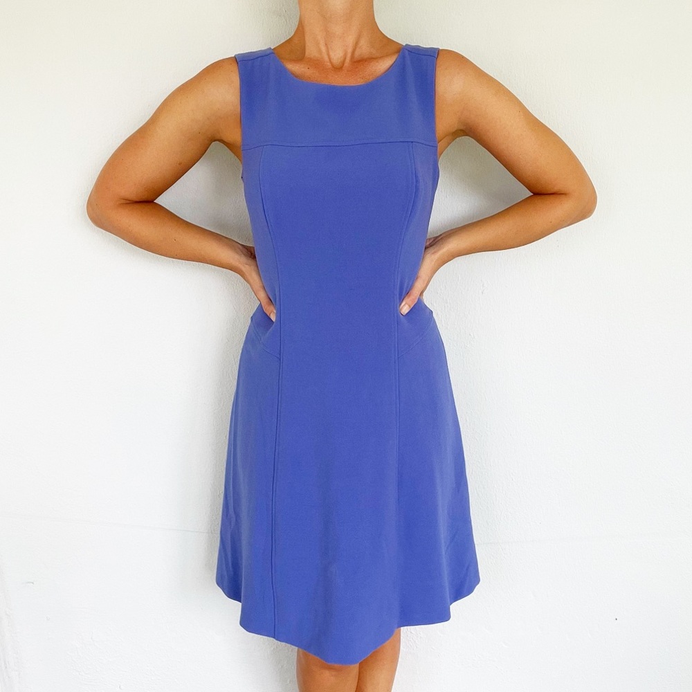 White House Black market purple sleeveless knee length fit & flare dress size 4
